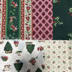 クリスマス柄コットン　USAコットン他 綿生地　はぎれ 5枚セット