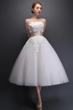 ★値下げします★ミモレ丈ドレス　ウェディングドレス　二次会ドレス