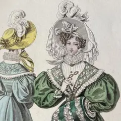 1830年 LA MODE7巻 手彩色ファッション誌 古書 フランスアンティーク