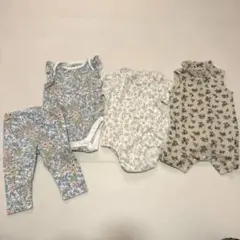 GAP ほか花柄ロンパース４点セット 女の子 3-6m