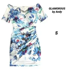 GLAMOROUS by Andy キャバドレス 花柄 オフショル タイト S