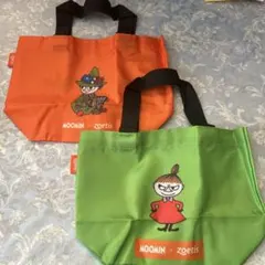 ムーミン×zoetis お散歩バッグ オレンジ・グリーンのサムネイル