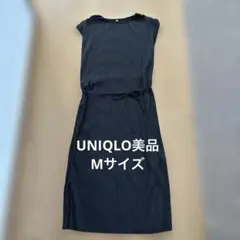 UNIQLO プリーツ ノースリーブ ワンピース ブラック M 美品のサムネイル