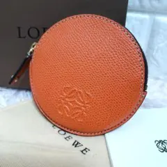 LOEWE ロエベ アナグラム レザー オレンジラウンドコインケース未使級極美品