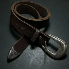 オールド　一枚革　レザーベルト　ブラウン　細目　HTC好きにもおすすめ