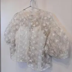 花柄レース パフスリーブシャツ サイズF