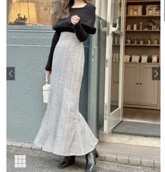 ラメチェックツイードマーメイドスカート[dk1080]