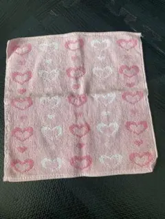 『新品』ハート柄ピンクタオルハンカチ