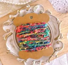 【残り1点】☆ながさたっぷり引き揃え糸5m ファンシーヤーン エスニックビビット