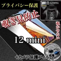 ☆覗かせないセット☆iPhone12mini覗き見防止フィルム＋カメラ保護