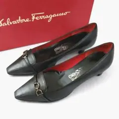 Ferragamo ガンチーニ レザーパンプス 5 1/2 D ブラック