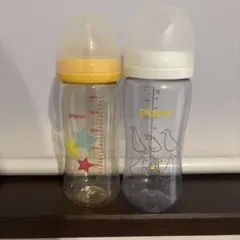 母乳実感 哺乳瓶 プラスチック 2本セット　可愛いデザイン