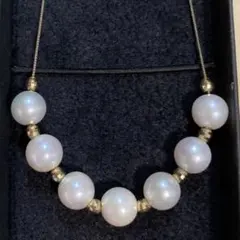 K10YG あこや真珠7~7.5mmサイズ ７個　カットボール　スルーネックレス