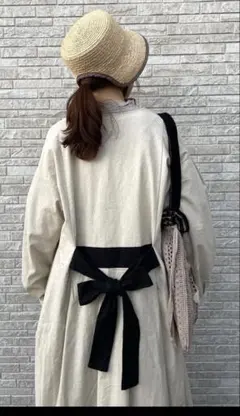 新品サマンサモスモスクルーネック配色後ろリボンコート