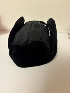 黒 耳あて付きフライトキャップ