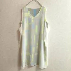 s0838【アイシービー】ノースリーブチュニック 総柄 透け感 重ね着 夏のサムネイル