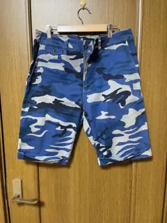 青色迷彩デニムショートパンツ Lサイズ