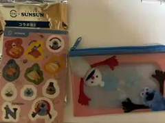 スシロー　スンスンコラボ　クリアポーチ&シール