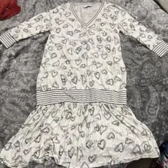 【美品】hysteric glamour手書き風ハート柄七分袖裾フレアワンピース