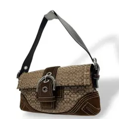 コーチ　ハンドバッグ　ミニシグネチャー　ソーホー　ジャカード　フラップ　s96