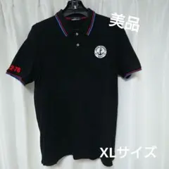 【期間限定出品】BEAMS 黒ポロシャツ 赤青ストライプ