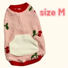犬服　ハンドメイド　プードル刺しゅう　さくらんぼ（ピンク）　春　秋　M