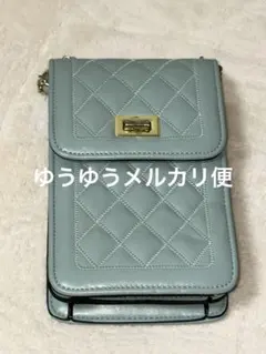 スマホショルダー キルティング ブルー スマホポーチ 縦型 チェーン