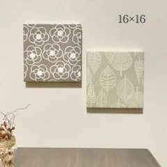 No.3592ファブリックパネル　16スクエア2枚組 フラワー&リーフ