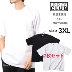プロクラブ 新品 無地 へヴィーウェイト Tシャツ 白 黒 2枚セット 3XLのサムネイル