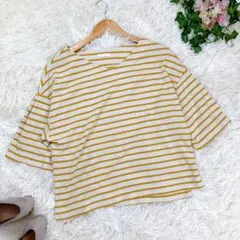 【studio CLIP】 L Vネックドロップショルダーボーダーシャツ