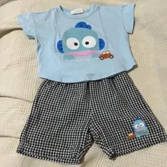 サンリオ ハンギョドン Tシャツ 短パン 2点セット 水色 黒チェック 半袖