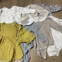 ベビー服セット 80サイズ グリーン・グレー・ストライプ・花柄