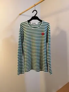 PLAY Comme des Garçons 緑白ストライプ 長袖Tシャツ XS - メルカリ