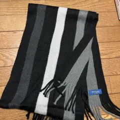 Navy ストライプニットマフラー