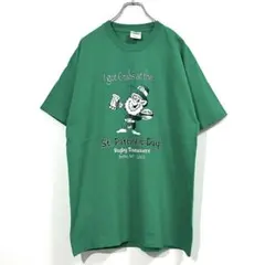 00sヴィンテージ・Tシャツ コミック風グラフィック グリーンL 2002年