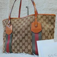 グッチ　ウェーブ　シェリーライン　トートバッグ　GGキャンバス　肩掛け