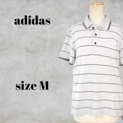 ◎　adidas　アディダス　ポロシャツ　M　グレー　ボーダーのサムネイル
