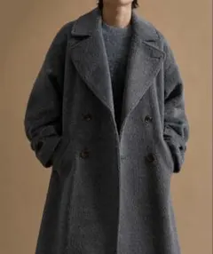 epnok ウールブレンドシャギーダブルチェスターコート