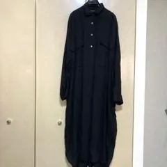 mizuiro ind ミズイロインド リネンロングワンピース 麻ワンピ 黒