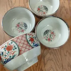 【超美品】有田焼　花柄陶器丼ぶり4個セット