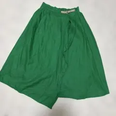 GALLARD GALANTE ラップ風フレアスカート 麻 緑 Fのサムネイル