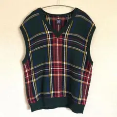 オールドギャップ　チェック柄コットンニットベスト　90sビンテージ　Lサイズ