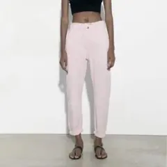 ZARA ザラ ハイウエスト バギー ペーパーバッグ デニムパンツ ピンク