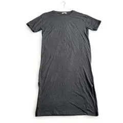 【美品】ロング丈ワンピース サイドスリット ダークグレー 無地 Lサイズ