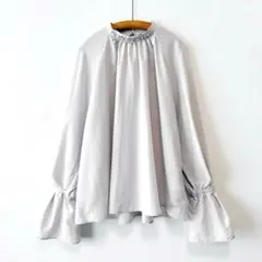 2024AW ナノユニバース タックフレアスリーブスタンドブラウス オフホワイト