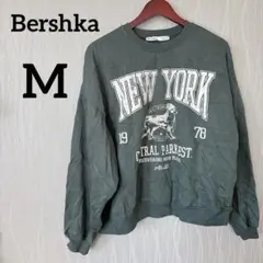 Bershka 【M】グリーン NEW YORK スウェット トレーナー 大きめのサムネイル