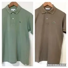 ラコステ L1212 ポロシャツ 2枚 グリーン ブラウン サイズ3