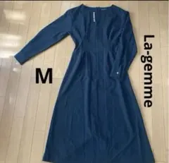 La-gemme パール　ロングワンピース ウエストタック　M 黒