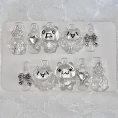 ♡現品♡ハートくり抜きネイルチップ　平成女児　ウィッシュコア　透明　ショボーン