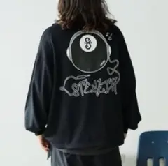 ブラック　ハーフジップスウェット　Ｍ　ビリヤード　ヘッドホン　古着　ストリート